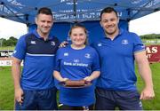 27 July 2016; Leinster's Fergus McFadden, left, and Cian Healy with Mary Millot, from Suncroft, with a birthday cake for her 13th birthday during the Bank of Ireland Leinster Rugby Summer Camp at Cill Dara RFC in Dunmurray West, Kildare. Photo by Piaras Ó Mídheach/Sportsfile