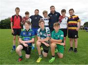 27 July 2016; Leinster Academy players Charlie Rock, third from left, and Ian Fitzpatrick, third from right, with School of Excellence Participants, back row from left, Darragh Murray, Liam Nicholson, Abe Tormy- Murphy, Jake Law, Raymond Carroll, front row from left, James Hickey, Spencer O'Connor and Luke Kroon during a Leinster Rugby School of Excellence Camp at King's Hospital in Liffey Valley, Dublin. Photo by Sam Barnes/Sportsfile