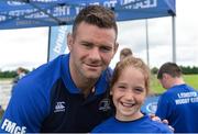 27 July 2016; Leinster's Fergus McFadden poses for a photograph with Holly Bale, age 10, from Kildare Town, during the Bank of Ireland Leinster Rugby Summer Camp at Cill Dara RFC in Dunmurray West, Kildare. Photo by Piaras Ó Mídheach/Sportsfile