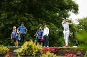 27 July 2016; Niall Horan of One Direction plays his shot on the 9th tee during the The Northern Ireland Open Pro-Am at Galgorm Castle in Ballymena, Antrim. Photo by David Fitzgerald/Sportsfile