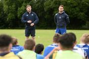 27 July 2016; Leinster Academy players Charlie Rock, right, and Ian Fitzpatrick, left, talk with participants during a Leinster Rugby School of Excellence Camp at King's Hospital in Liffey Valley, Dublin. Photo by Sam Barnes/Sportsfile