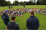 27 July 2016; Leinster Academy players Charlie Rock, second from left, and Ian Fitzpatrick, right, talk with participants during a Leinster Rugby School of Excellence Camp at King's Hospital in Liffey Valley, Dublin. Photo by Sam Barnes/Sportsfile