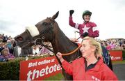 27 July 2016; Donagh Meyler celebrates as he enters the winner's enclosure on Lord Scoundrel after the TheTote.com Galway Plate Steeplechase Handicap at the Galway Races in Ballybrit, Co Galway. Photo by Cody Glenn/Sportsfile
