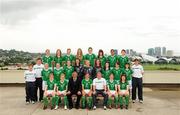 16 September 2010; The Republic of Ireland squad, management and staff. Back row, from left, Ciara O’Brien, Aileen Gilroy, Jessica Gleeson, Zoe Boyd, Jennifer Byrne, Tanya Kennedy, Rianna Jarrett, Megan Campbell, middle row, from left, Claire Scanlan, Coach, Eoin Killackey, Video Analyst, Niamh McLaughlin, Harriett Scott, Siobhan Killeen, Amanda Budden, Grace Moloney, Jill Maloney, Clare Shine, Ciara Grant, Stacie Donnelly, Sharon Boyle, Coach, front row, from left, Emma Hansberry, Denise O’Sullivan, Noel King, Manager, Dora Gorman, Captain, Harry Kenny, Assistant Manager, Kerry Glynn and Rebecca Kearney. Republic of Ireland at the FIFA U-17 Women’s World Cup - Squad Photos, Hilton Trinidad, Lady Young Road, Port of Spain, Trinidad, Trinidad & Tobago. Picture credit: Stephen McCarthy / SPORTSFILE