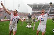 19 September 2010; Cork's Paul Kerrigan, left, and John Hayes, celebrate with the Sam Maguire cup after the game. GAA Football All-Ireland Senior Championship Final, Down v Cork, Croke Park, Dublin. Photo by Sportsfile