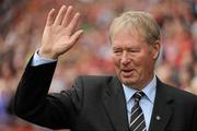 19 September 2010; RTE Gaelic Games Commentator Micheal O Muircheartaigh waves to the crowd prior to commentating on his last All-Ireland Senior Championship Final. GAA Football All-Ireland Senior Championship Final, Down v Cork, Croke Park, Dublin. Photo by Sportsfile