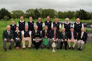 18 September 2010; Winners of the Bulmers Senior Cup, Bandon Golf Club, Co. Cork, team of back row, left to right, Brian O'Donovan, Dwane Toomey, Conor Mehigan, David McCarthy, Kieran Hurley, John Carroll, Donal O’Donovan, Barry Nash, front row, left to right, Seamus Smith, General Secretary GUI, Antoinette Starken, Lady Captain, Castlebar Golf Club, Denis O’Brien, Team Manager, Liam Horgan, Captain, Bandon Golf Club, Johnny McGinley, Mick Byrne, Club Captain Castlebar Golf Club, Sean MacMahon, President GUI, Marty Carlin, Territory Manager Bulmers, John Farragher, President Castlebar Golf Club. Bulmers Cups and Shields Finals 2010, Castlebar Golf Club, Co. Mayo. Picture credit: Ray McManus / SPORTSFILE