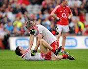 19 September 2010; Ronan O'Neill and Conan Grugan, Tyrone, celebrate at the final whistle. ESB GAA Football All-Ireland Minor Championship Final, Cork v Tyrone, Croke Park, Dublin. Picture credit: Oliver McVeigh / SPORTSFILE