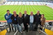 19 September 2010; The RTE Radio 1 Sunday Sport team, from left, Pauric Lodge, Dave Keenan, Jacqui Hurley, Micheal O Muircheartaigh, Kevin Fowley, Con Murphy and Doireann Ui Mhuircheartaigh, before Micheal commentated on his last All-Ireland Senior Championship Final after a career lasting 62 years. His first broadcast was the Railway Cup Final on St Patrick's Day 1949. GAA Football All-Ireland Senior Championship Final, Down v Cork, Croke Park, Dublin. Picture credit: Brendan Moran / SPORTSFILE