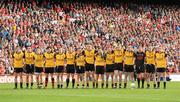 19 September 2010; The Down team stand for the National Anthem. GAA Football All-Ireland Senior Championship Final, Down v Cork, Croke Park, Dublin. Picture credit: Oliver McVeigh / SPORTSFILE