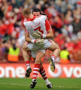 19 September 2010; Alan Quirke and Michael Shields, Cork, celebrate at the final whistle. GAA Football All-Ireland Senior Championship Final, Down v Cork, Croke Park, Dublin. Picture credit: Oliver McVeigh / SPORTSFILE