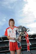 21 September 2010; Competing captains gathered at Croke Park ahead of the TG4 Ladies Football All Ireland finals. The Senior, Intermediate and Junior Championship finals will take place at Croke Park on Sunday 26th of September. Pictured is Tyrone Senior captain Sinead McLaughlin. Picture credit: Brian Lawless / SPORTSFILE