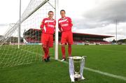 22 September 2010; Sligo Rovers and Monaghan United host a joint Media Day ahead of their EA SPORTS Cup final on Saturday September 25th. Sligo Rovers players Matthew Blinkhorn, left, and Danny Ventre are pictured with the EA Sports League Cup. EA SPORTS Cup Final media day, The Showgrounds, Sligo. Picture credit: David Maher / SPORTSFILE