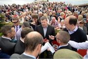 27 July 2016; Trainer Gordon Elliott is interviewed after sending out Lord Scoundrel to win the TheTote.com Galway Plate Steeplechase Handicap at the Galway Races in Ballybrit, Co Galway. Photo by Cody Glenn/Sportsfile