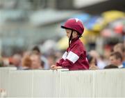 27 July 2016; Alan Jordan, age 7, from Navan, Co Meath, follows the Galway Races in Ballybrit, Co Galway. Photo by Cody Glenn/Sportsfile