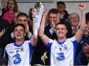 27 July 2016; Waterford joint captains Patrick Curran, left, and Adam Farrell lift the cup following the Bord Gáis Energy Munster GAA Hurling U21 Championship Final match between Waterford and Tipperary at Walsh Park in Waterford. Photo by Stephen McCarthy/Sportsfile
