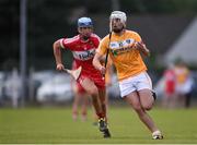 27 July 2016; Maoi Connolly of Antrim in action against Sean McGuigan of Derry during the Bord Gais Energy Ulster GAA Hurling U21 Championship Final match between Derry and Antrim at Loughgiel Shamrocks GAA Club in Belfast. Photo by David Fitzgerald/Sportsfile