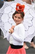 28 July 2016; Wiktoria Glinkowska, age 8, from Rochestown, Co Cork, at the Galway Races in Ballybrit, Co Galway. Photo by Cody Glenn/Sportsfile