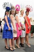 28 July 2016; Aoife O'Sullivan, from Kinsale, Co Cork, Mairead Breathnach, from Dingle, Co Kerry, Amy Barry, from Mallow, Co Cork, Orla Clancy, from Mallow, Co Cork, and Bailey Olliffe, from Cork City, at the Galway Races in Ballybrit, Co Galway. Photo by Cody Glenn/Sportsfile