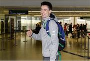 28 July 2016; Team Ireland's Mark English in Dublin airport for the athletics squad departure for the 2016 Olympic Games in Rio, Brazil. Photo by Seb Daly/Sportsfile