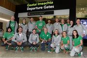 28 July 2016; Team Ireland's athletics squad, from left to right, back row, Alan Rankin, medical staff, Ciara Meeagan, Paul McNamara, coach, Kevin Ankrom, high performance director, Alex Wright, Kyle Alexander, medical staff, Emma Gallivan, physio, Richard Rodgers, coach, Gillian Brosnan, team liason, and Ray Flynn, coach, front row, Mick Clohisey, Thomas Barr, Kevin Seaward, Patsy McGonagle, team manager, Kerry O'Flaherty, Michelle Finn and Sara Treacy, ahead of their departure for the 2016 Olympic Games in Rio, Brazil. Photo by Seb Daly/Sportsfile