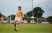 27 July 2016; Saul McCaughan of Antrim scores a point during the Bord Gais Energy Ulster GAA Hurling U21 Championship Final match between Derry and Antrim at Loughgiel Shamrocks GAA Club in Belfast. Photo by David Fitzgerald/Sportsfile