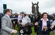 28 July 2016; Ruby Walsh celebrates with Michael &quot;Chips&quot; Gannon in the winner's enclosure after winning the Guinness Galway Hurdle Handicap on Clondaw Warrior at the Galway Races in Ballybrit, Co Galway. Photo by Cody Glenn/Sportsfile