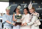 28 July 2016; Members of the Act D Wagg Syndicate, from left, Gillian Walsh, Aine Casey, Aisling Gannon and Tamso Doyle after their horse Clondaw Warrior won the Guinness Galway Hurdle Handicap at the Galway Races in Ballybrit, Co Galway. Photo by Cody Glenn/Sportsfile