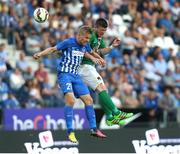 28 July 2016; Jere Uronen of KRC Genk in action against Steven Beattie of Cork City during the UEFA Europa League Third Qualifying Round 1st Leg match between KRC Genk and Cork City at the Cristal Arena in Genk, Belgium. Photo by Christian Deutzmann/Sportsfile