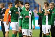 28 July 2016; Sean Maguire of Cork City reacts after the UEFA Europa League Third Qualifying Round 1st Leg match between KRC Genk and Cork City at the Cristal Arena in Genk, Belgium. Photo by Christian Deutzmann/Sportsfile