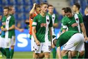 28 July 2016; Michael McSweeney of Cork City reacts after the UEFA Europa League Third Qualifying Round 1st Leg match between KRC Genk and Cork City at the Cristal Arena in Genk, Belgium. Photo by Christian Deutzmann/Sportsfile