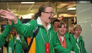 24 September 2010; Siobhan Dunne, Strabane, Co. Tyrone, on arrival home after Team Ireland's outstanding performance at the Special Olympics European Games in Warsaw, Poland. The athletes returned to Dublin airport with a medal tally of 10 Gold, 8 silver and 11 bronze medals, the team was greeted by cheers and tears from loved ones and supporters who turned out to applaud their outstanding performance at the games. Dublin Airport, Dublin. Picture credit: Brian Lawless / SPORTSFILE