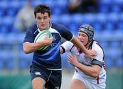 25 September 2010; James Kearns, Leinster, is tackled by Jamie Kirk, Ulster. U19 Schools Interprovincial (Blues), Leinster v Ulster, Donnybrook Stadium, Dublin. Picture credit: Matt Browne / SPORTSFILE