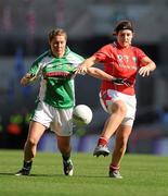 26 September 2010; Marie Claire Curtin, Limerick, in action against Siobhan McDonald, Louth. TG4 All-Ireland Junior Ladies Football Championship Final, Louth v Limerick, Croke Park, Dublin. Picture credit: Brendan Moran / SPORTSFILE