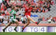 26 September 2010; Catherine Page, Louth, in action against Olivia Giltenane, Limerick. TG4 All-Ireland Junior Ladies Football Championship Final, Louth v Limerick, Croke Park, Dublin. Picture credit: Brendan Moran / SPORTSFILE
