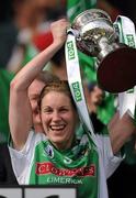 26 September 2010; Limerick captain Sandra Larkin lifts the cup. TG4 All-Ireland Junior Ladies Football Championship Final, Louth v Limerick, Croke Park, Dublin. Picture credit: Ray McManus / SPORTSFILE