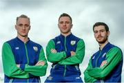 22 July 2016; Team Ireland's Swim team-mates from left, Shane Ryan, Oliver Dingley and Nicholas Quinn during the Swim Ireland Olympics Media Day at St Catherine’s Community Centre in Marrowbone Lane, Dublin. Photo by Sam Barnes/Sportsfile