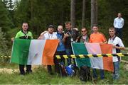29 July 2016; Irish rally fans from Cork City during Mokkipera SS8 of the Neste WRC Rally Finland in, Hoytia Finland. Photo by Philip Fitzpatrick/Sportsfile
