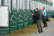 29 July 2016; The starting stalls are readied ahead of the Galway Races in Ballybrit, Co Galway. Photo by Cody Glenn/Sportsfile