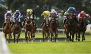 29 July 2016; Eventual winner Heartbreak City, fourth from right, with Donagh Meyler up, on their way to winning the Guinness Handicap Hurdle at the Galway Races in Ballybrit, Co Galway. Photo by Cody Glenn/Sportsfile