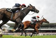 29 July 2016; Lost In Silence, with Pat Smullen up, on their way to winning the Guinness 17:59 European Breeders Fund Median Auction Maiden ahead of Delegating, with Colin Keane up, who finished second, at the Galway Races in Ballybrit, Co Galway. Photo by Cody Glenn/Sportsfile