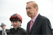 29 July 2016; Trainer Dermot Weld with jockey Pat Smullen in the winner's enclosure the Guinness 17:59 European Breeders Fund Median Auction Maiden at the Galway Races in Ballybrit, Co Galway. Photo by Cody Glenn/Sportsfile