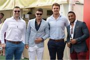 29 July 2016; Connacht rugby players, from left to right, Andrew Browne, Tiernan O'Halloran, Quinn Roux and Bundee Aki at the Galway Races in Ballybrit, Co Galway. Photo by Cody Glenn/Sportsfile