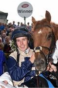 29 July 2016; Leigh Roche in the winner's enclosure with Golden Spear after the Guinness Handicap on Golden Spear at the Galway Races in Ballybrit, Co Galway. Photo by Cody Glenn/Sportsfile