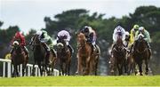 29 July 2016; Leigh Roche celebrates winning the Guinness Handicap on Golden Spear at the Galway Races in Ballybrit, Co Galway. Photo by Cody Glenn/Sportsfile