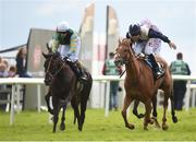 29 July 2016; Leigh Roche, right, celebrates winning the Guinness Handicap on Golden Spear at the Galway Races in Ballybrit, Co Galway. Photo by Cody Glenn/Sportsfile