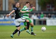 29 July 2016; Dylan Connolly, left, of Bray Wanderers in action against Dean Clarke of Shamrock Rovers during the SSE Airtricity League Premier Division match between Bray Wanderers and Shamrock Rovers at the Carlisle Grounds in Bray, Co Wicklow. Photo by Seb Daly/Sportsfile