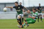 29 July 2016; Dean Kelly of Bray Wanderers in action against Patrick Cregg of Shamrock Rovers during the SSE Airtricity League Premier Division match between Bray Wanderers and Shamrock Rovers at the Carlisle Grounds in Bray, Co Wicklow. Photo by Eóin Noonan/Sportsfile