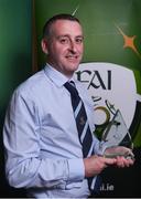 29 July 2016; Derek McNulty, St. Mochta's FC, Clonsilla, Co Dublin, winner of the Best Digital Initiative Award, at the FAI Media Awards at The Hotel Minella in Clonmel, Co Tipperary Photo by David Maher/Sportsfile