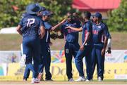 29 July 2016; USA Select XI celebrate a wicket during a friendly match between CPL select XI and USA XI at Central Broward Stadium in Fort Lauderdale, Florida, USA. Photo by Ashley Allen/Sportsfile